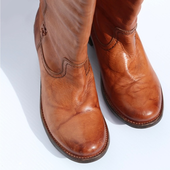 Women’s Frye tan cognac heeled leather boots - Picture 4 of 8